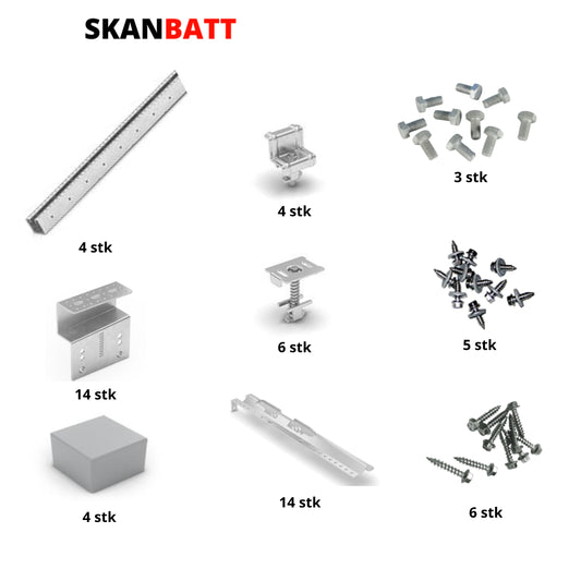 Takfeste for 4 paneler 2000x1000mm til lekteinnfesting - Image 1