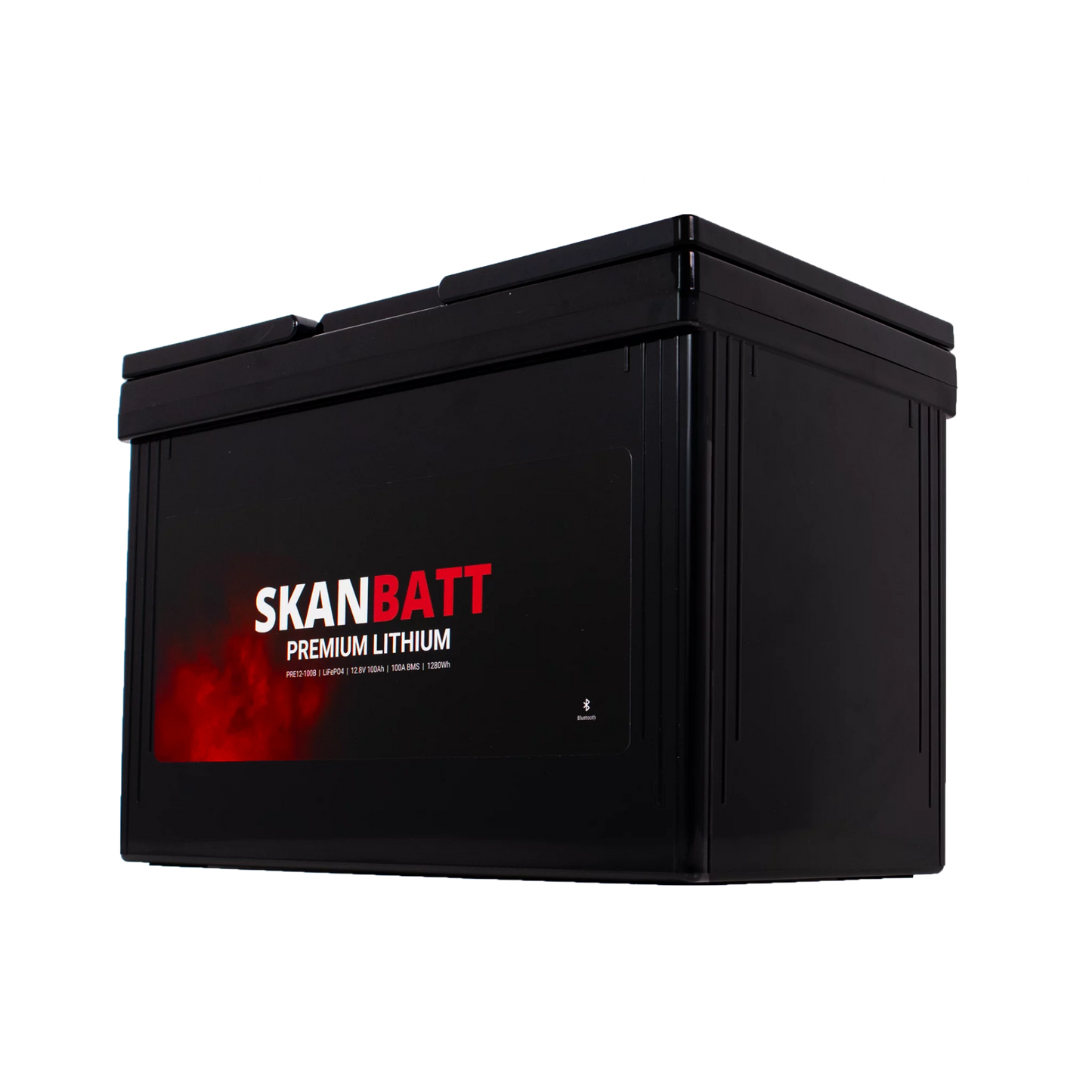 SKANBATT Premium Lithium - 12V 100Ah 100A BMS - 306x172x212mm - Bluetooth - 8 Års garanti