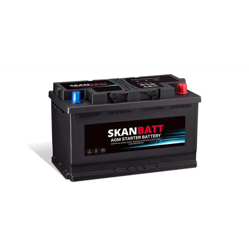 SKANBATT AGM Startbatteri 12V 80AH 800CCA +R shown in product view