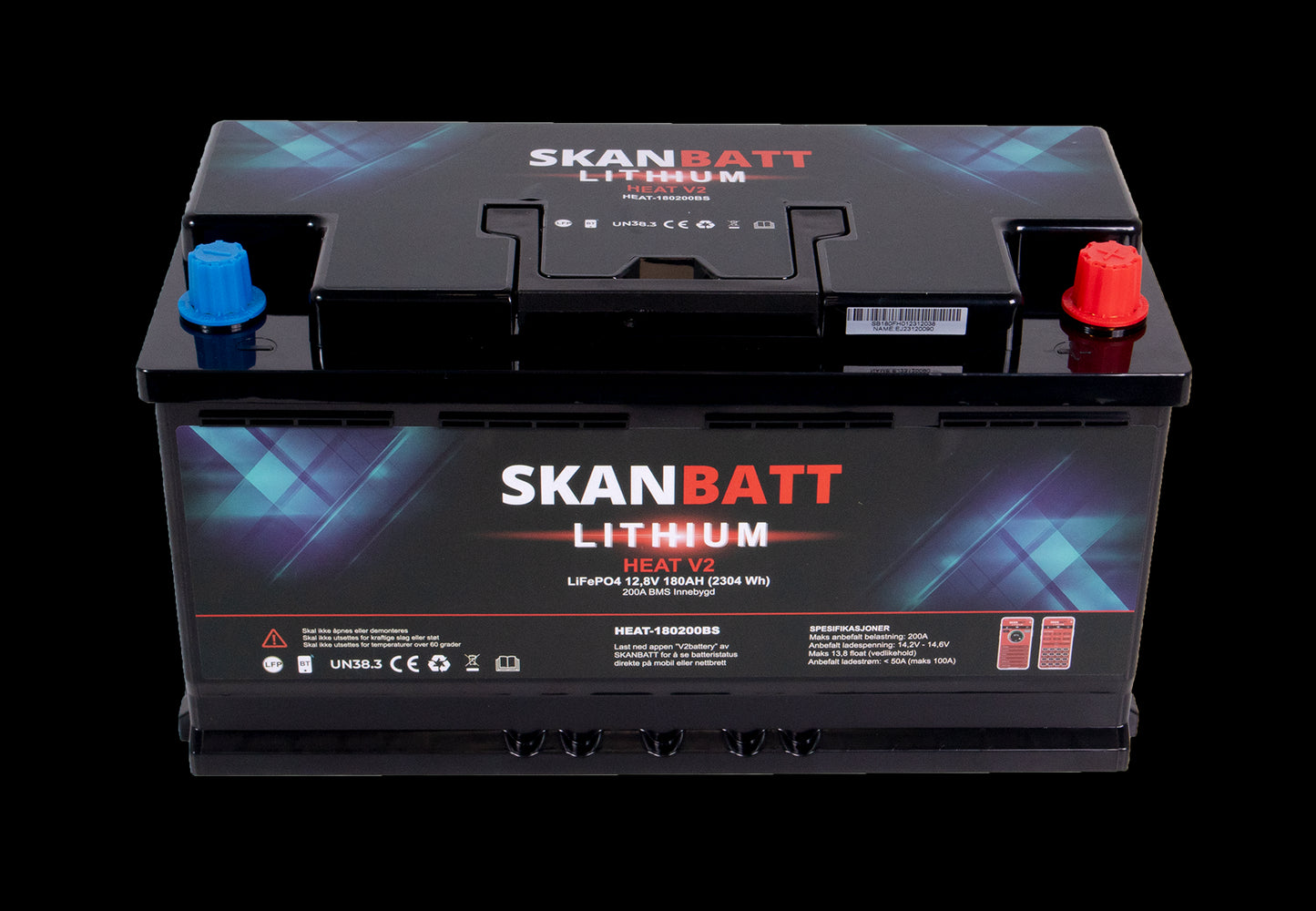 SKANBATT V2 Lithium HEAT Batteri 12V 180AH 150A BMS - Bobil - Bluetooth - Image 5