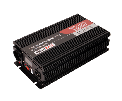 Skanbatt Inverter 12V 1000W Ren Sinus Med Nettprioritering Og Trådløs Fjernkontroll shown in product view