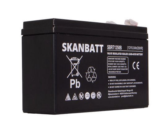 SKANBATT AGM Batteri 12V 5AH (150x50x100mm) F2