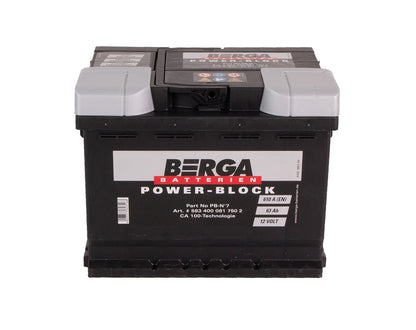 BERGA Power Block 12V 63AH 610CCA shown in angle view