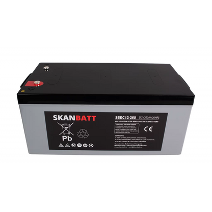 SKANBATT AGM Deep Cycle Batteri 12V 260AH C10 (520x268x220mm) +høyre