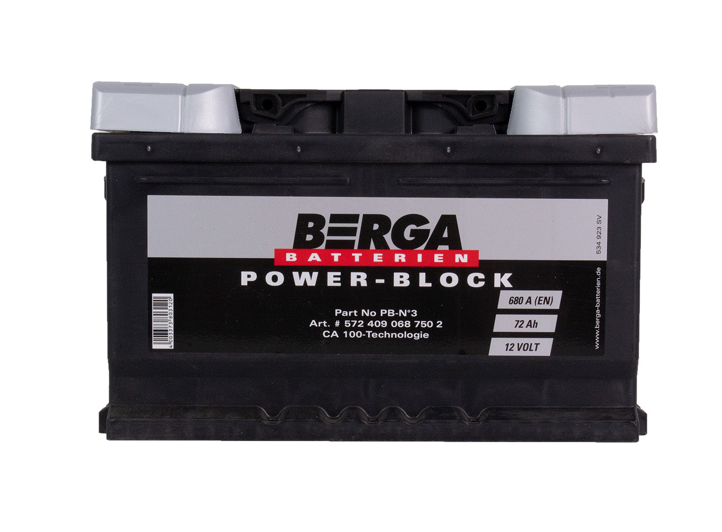 Berga Power Block 12V 72Ah 680Cca label detail