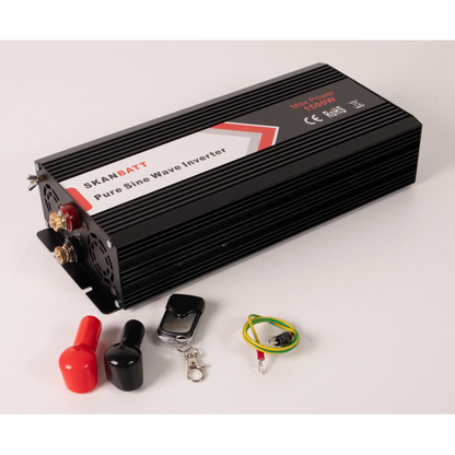 Skanbatt Inverter 12V 1500W Ren Sinus M/Trådløs Fjernkontroll 342x157x70mm