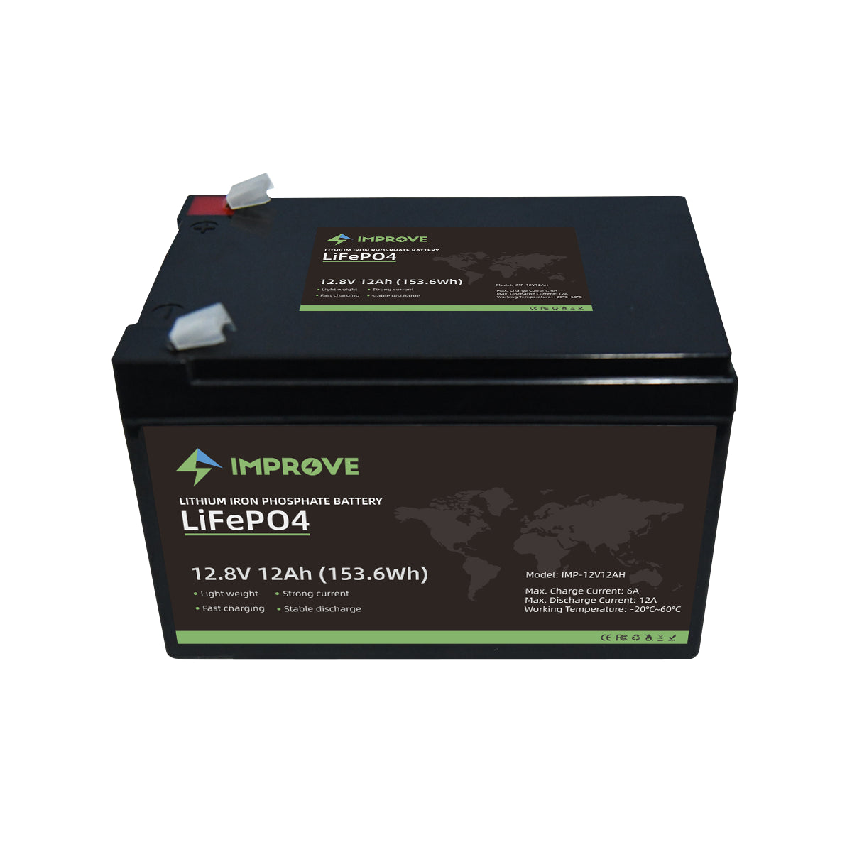 IMPROVE Lithium Batteri 12V 12Ah (LiFePO4) BMS 12A - Image 2
