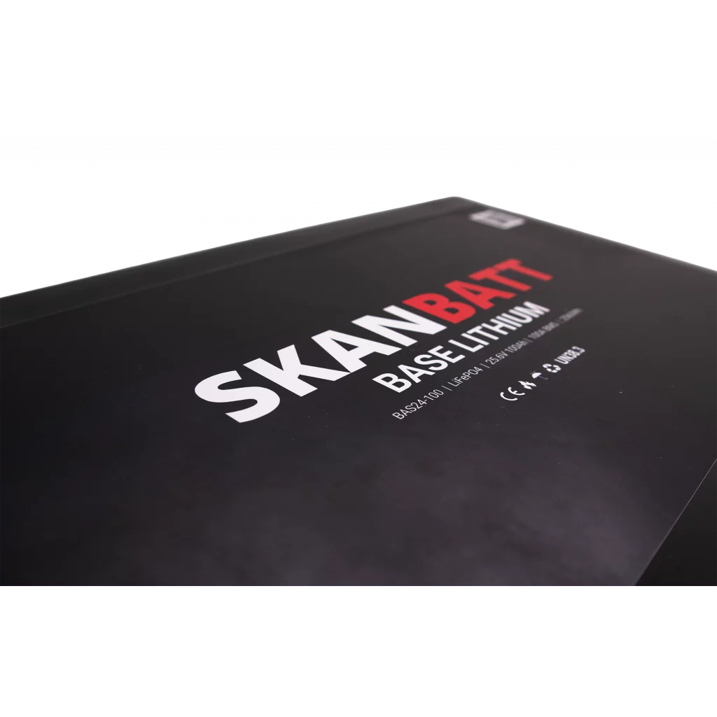 SKANBATT Base Lithium - 24V 100Ah 100A BMS - 385x190x245mm - 3 Års garanti