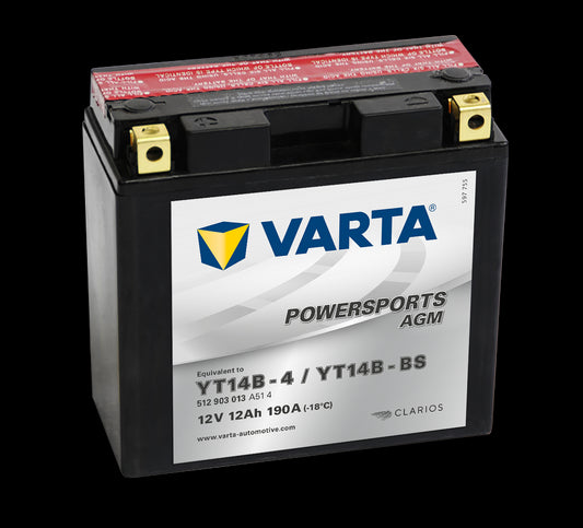VARTA AGM MC Batteri 12V 12AH 190CCA (152x70x150mm) +venstre YT14B-BS (513903) - Image 1
