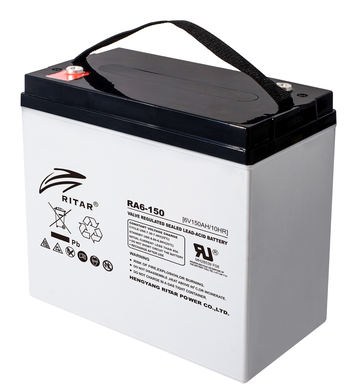 RITAR AGM Deep Cycle Batteri 6V 150AH +diagonalt shown in product view