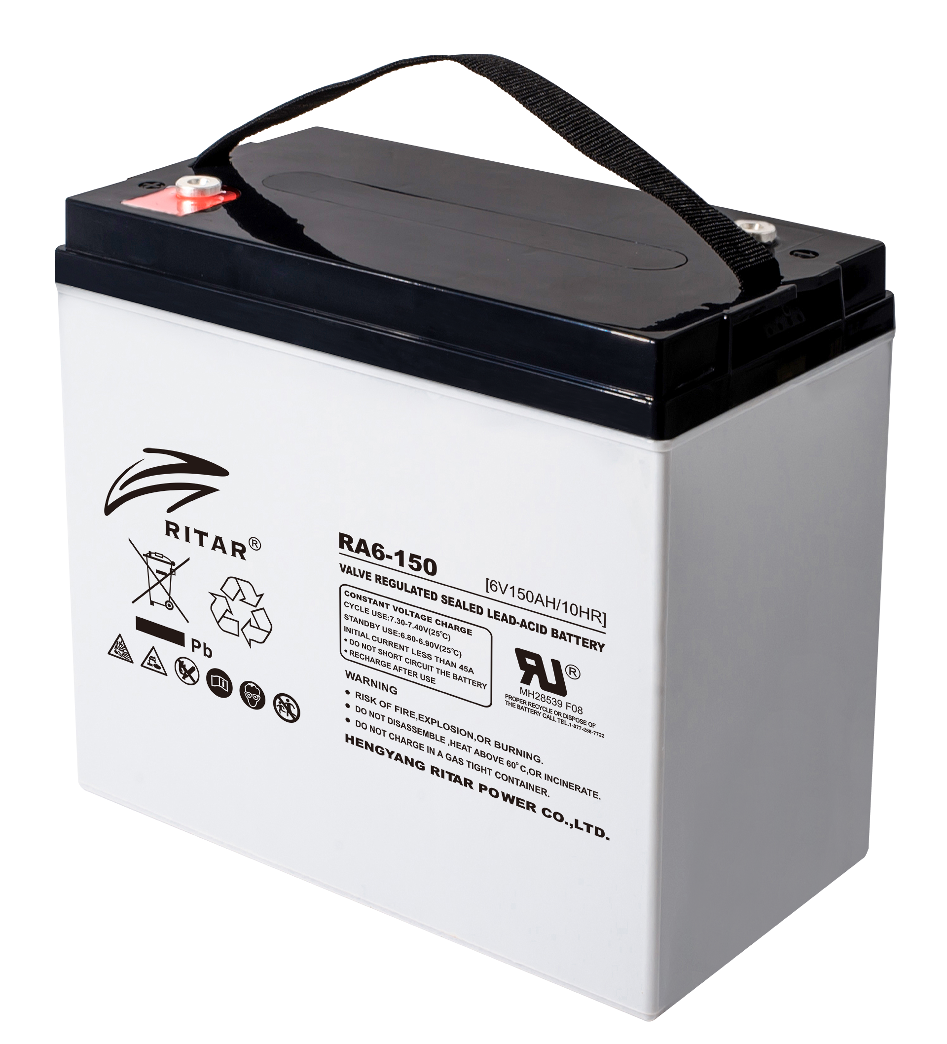 RITAR AGM Deep Cycle Batteri 6V 150AH +diagonalt shown in product view
