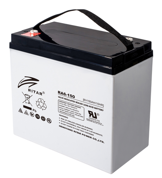 RITAR AGM Deep Cycle Batteri 6V 150AH +diagonalt shown in product view