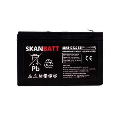 SKANBATT AGM Batteri 12V 12AH (151x98x95mm) F2