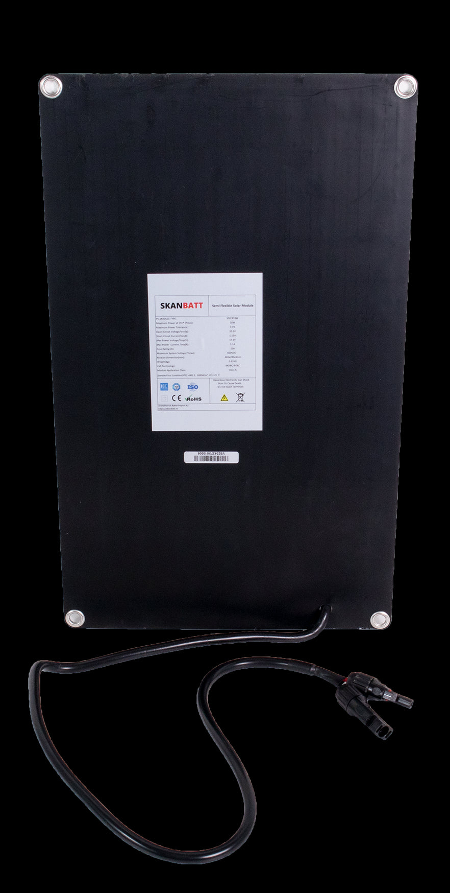 SKANBATT Fleksibelt Solcellepanel 18W - ETFE - 465x285x3mm - Image 3