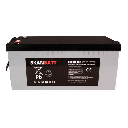 SKANBATT AGM Deep Cycle Batteri 12V 225AH C10 (522x240x219mm) +høyre