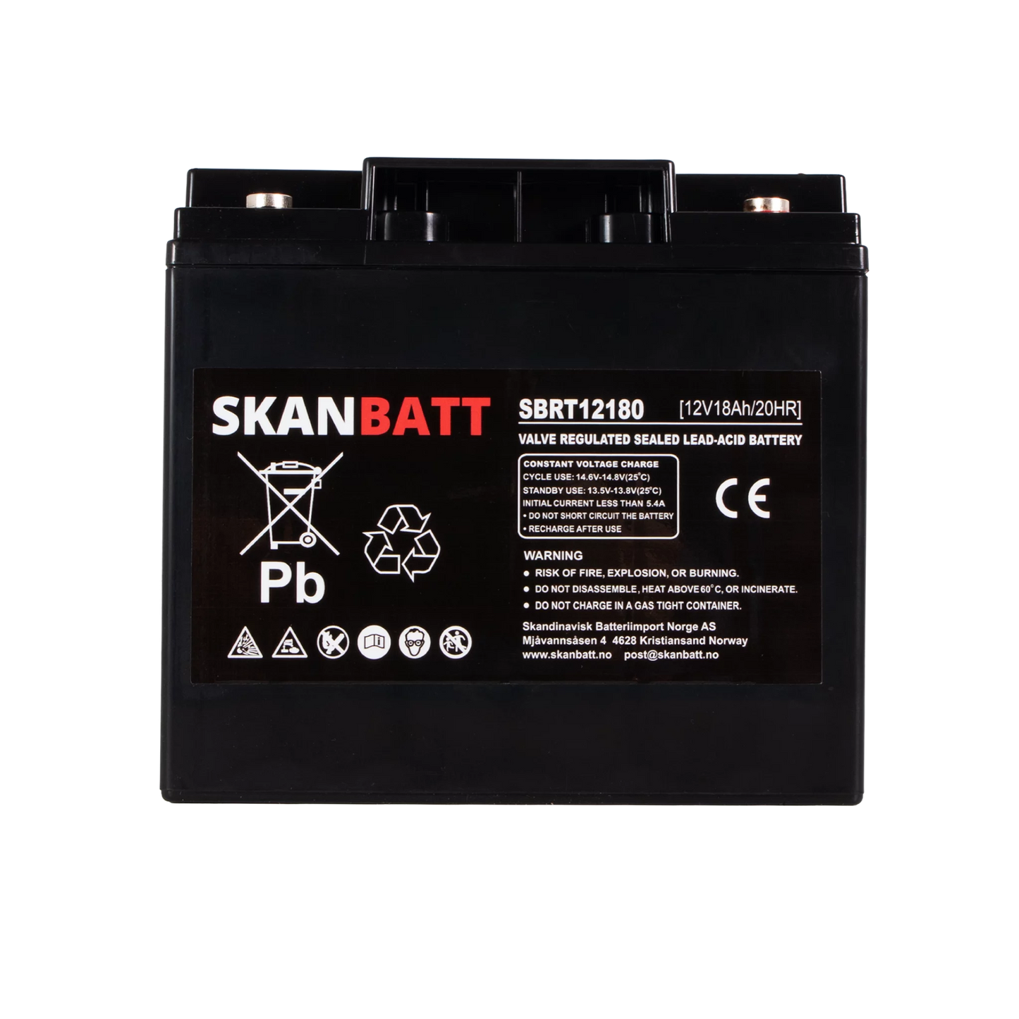 SKANBATT AGM Batteri 12V 18AH (181x77x167mm) M5