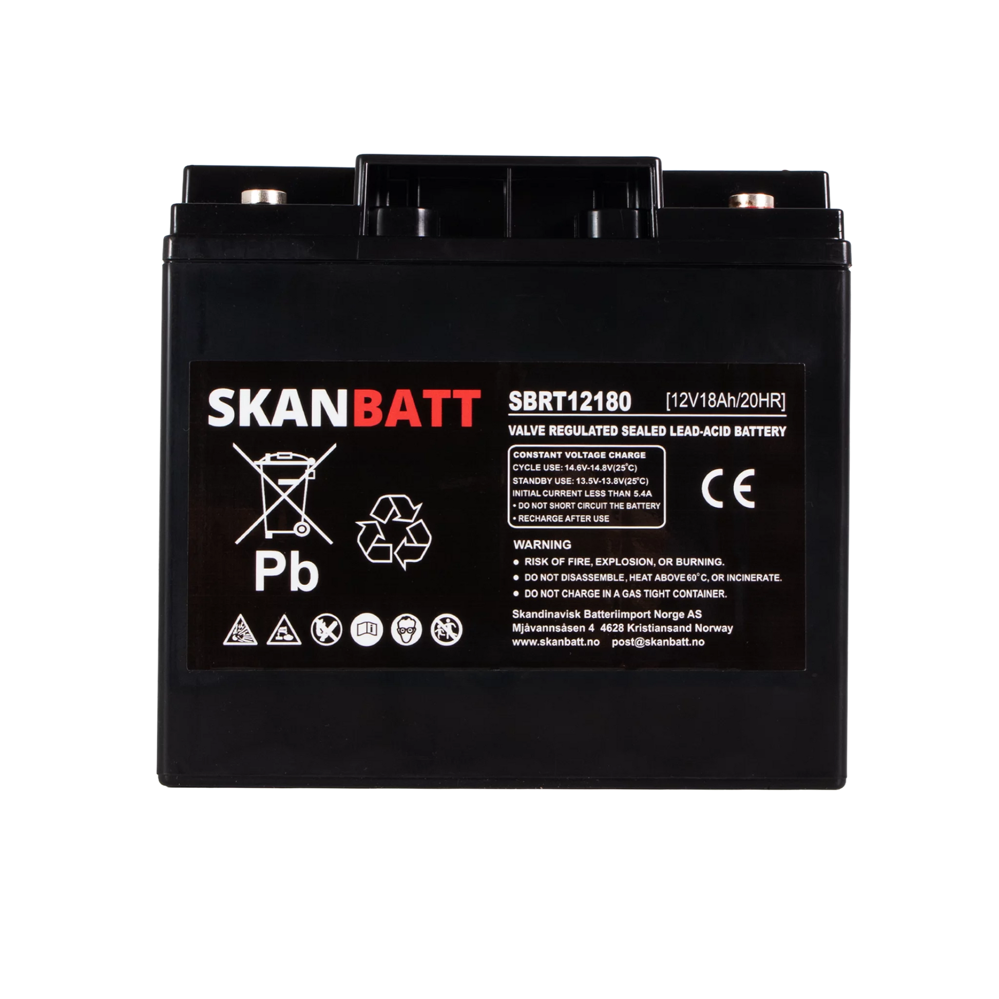 SKANBATT AGM Batteri 12V 18AH (181x77x167mm) M5