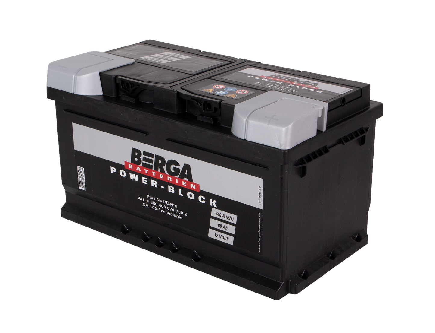 BERGA Power Block 12V 80AH 740CCA shown in product view image 3