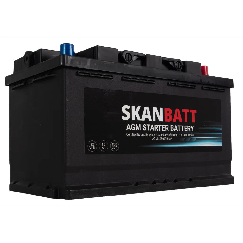 SKANBATT AGM Startbatteri 12V 80AH 800CCA (315x175x190mm) +R