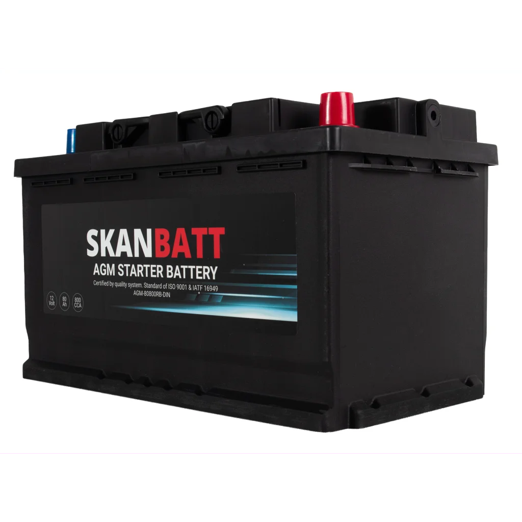 SKANBATT AGM Startbatteri 12V 80AH 800CCA (315x175x190mm) +R