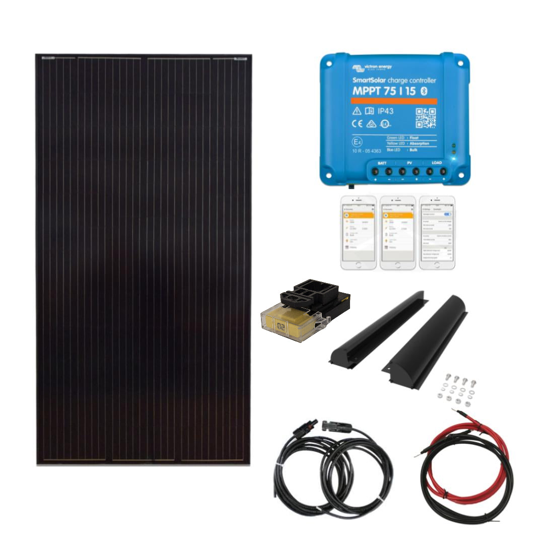 SKANBATT Solcellepakke Bobil 200W - VICTRON MPPT 15A - SLIM shown in product view