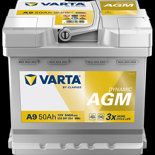 VARTA Silver Dynamic AGM Batteri 12V 50AH 540CCA (207x175x190/190mm) +høyre A9 - Image 1