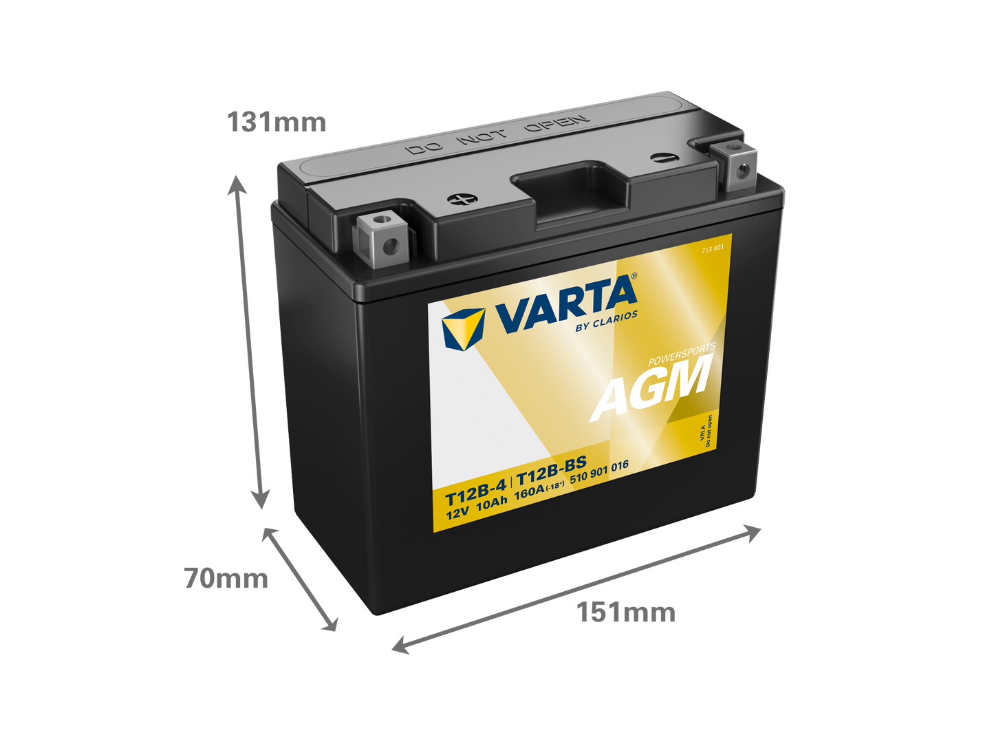 VARTA AGM MC Batteri 12V 12AH 160CCA (151x70x131mm) +vänster T12B-BS