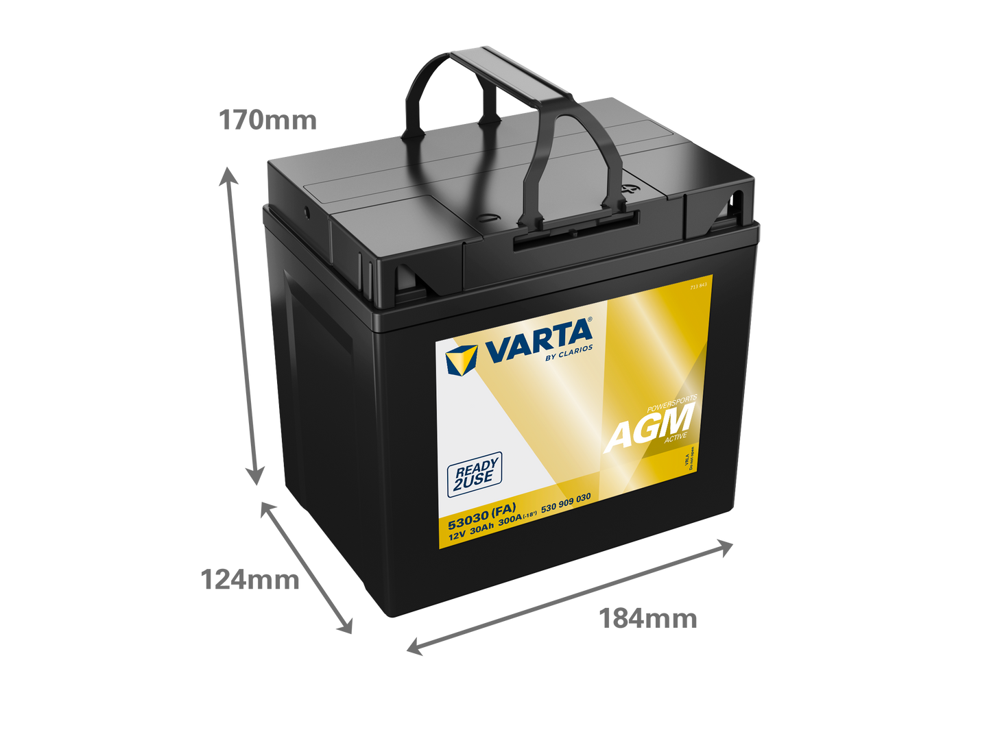 VARTA MC Batteri 12V 30AH 300CCA (184x124x170mm) +höger 53030 (FA)