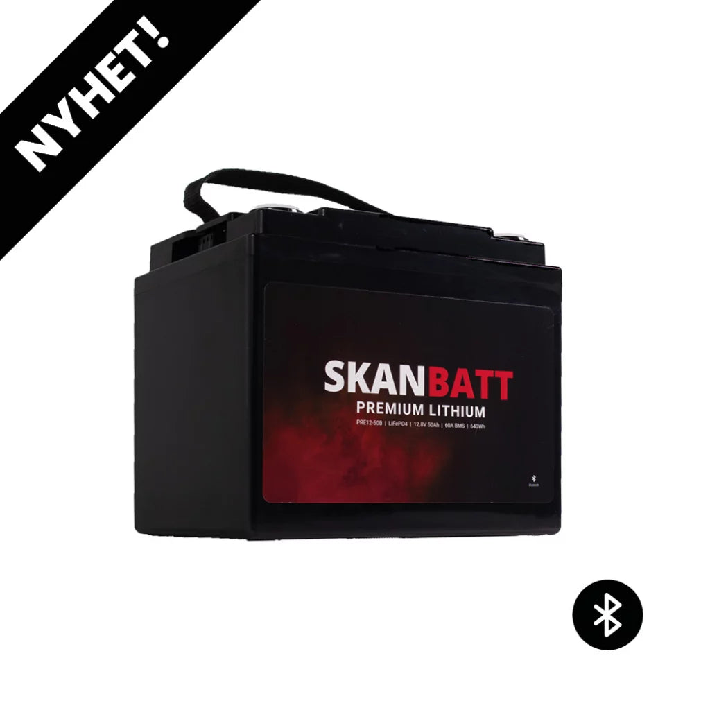 Produktbilde av SKANBATT Premium Lithium - 12V 50Ah 60A BMS - 196x168x175mm - Bluetooth - 8 Års garanti