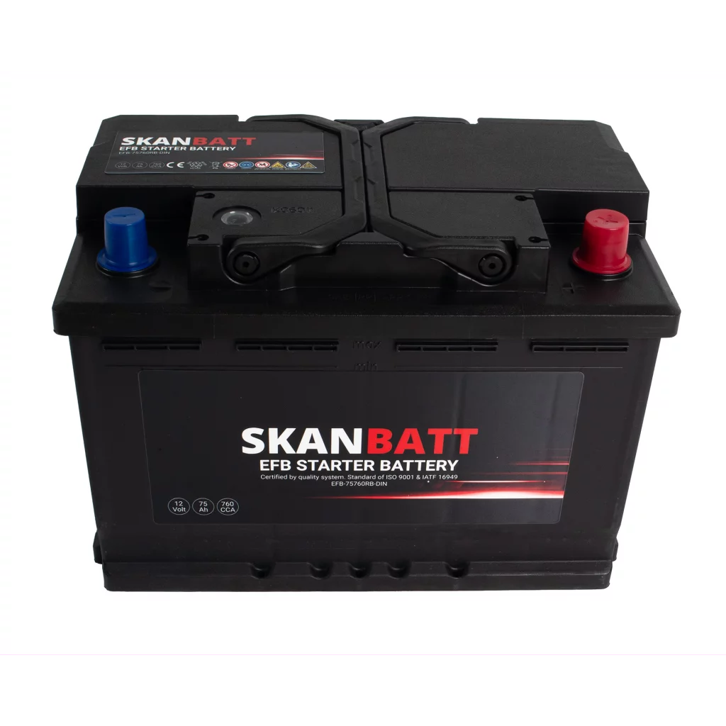 SKANBATT EFB Startbatteri 12V 75AH 760CCA (278x175x190mm) +R