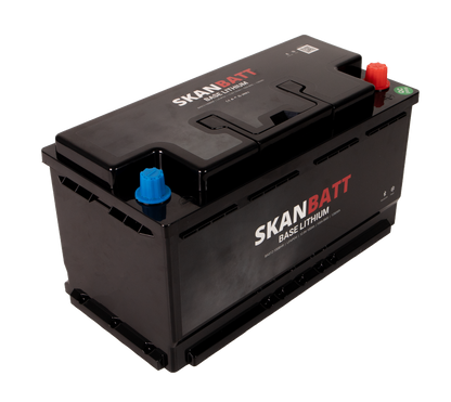 SKANBATT Base Lithium - 12V 100Ah 100A BMS - 355x175x190mm - Bluetooth - Heat - 3 Års garanti - Bobil shown in product view