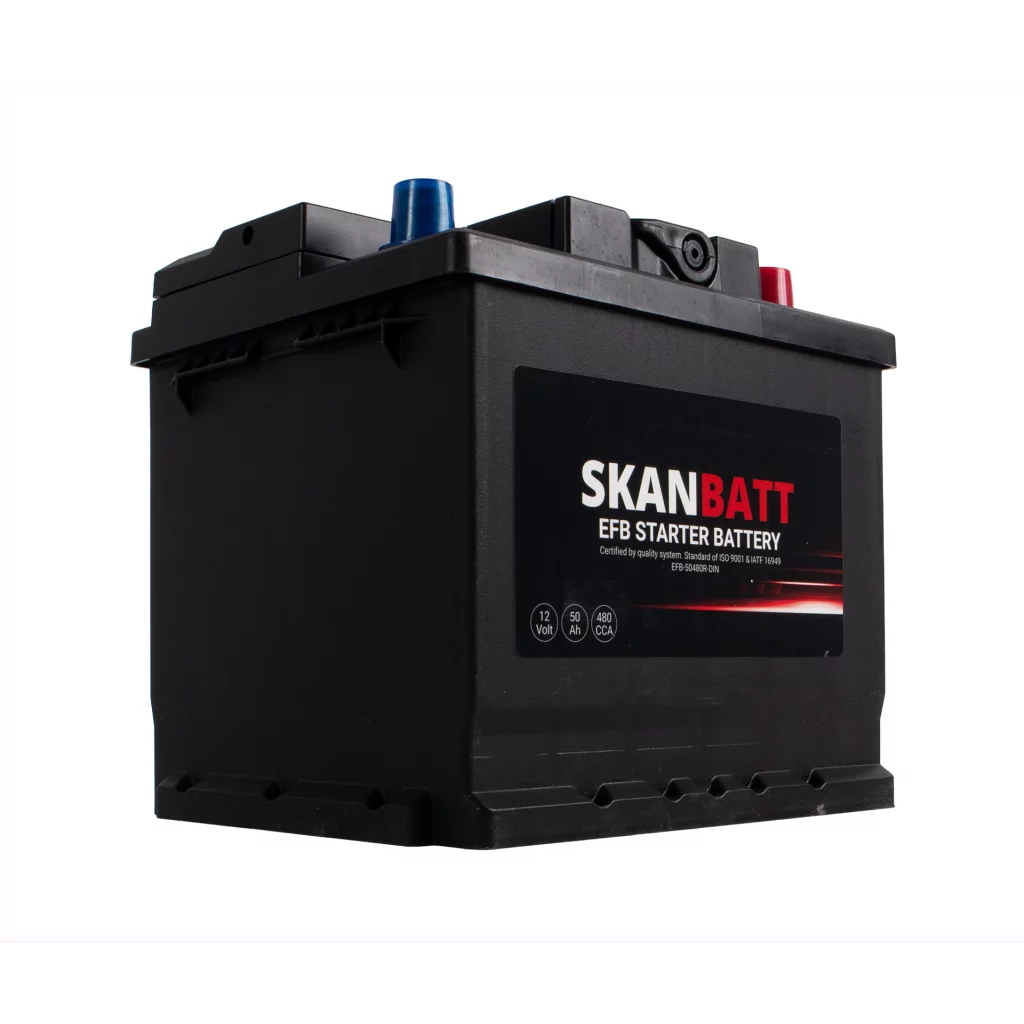 SKANBATT EFB Startbatteri 12V 50AH 480CCA (207x175x190mm) +R