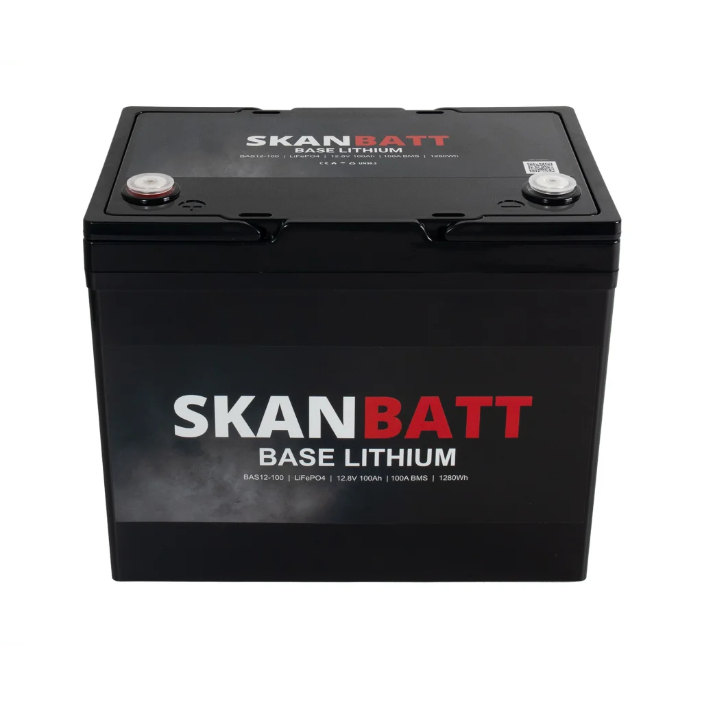 SKANBATT Base Lithium Small - 12V 100Ah 100A BMS - 260x169x211mm - 3 Års garanti