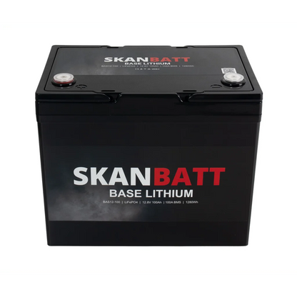 SKANBATT Base Lithium Small - 12V 100Ah 100A BMS - 260x169x211mm - 3 Års garanti