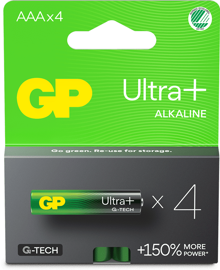 GP Ultra Plus Alkaline AAA-batteri, 24A/LR03, 4-pack