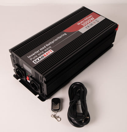 Skanbatt Inverter 12V 3000W Ren Sinus Med Nettprioritering, Trådløs Fjernkontroll shown in product view image 2