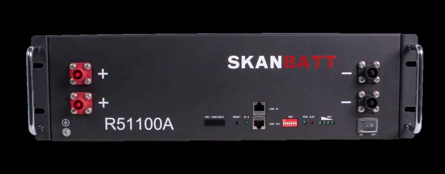 Skanbatt Lithium 3U Rackbatteri 51,2V 100Ah - 5,12Kwh - Lifepo4