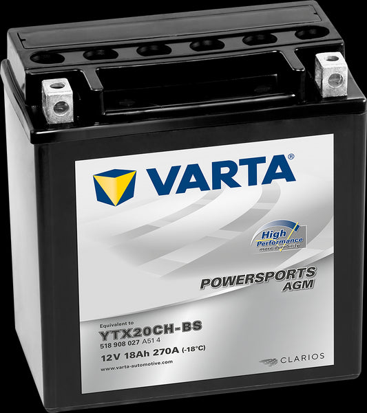 VARTA AGM MC Batteri 12V 18AH 270CCA (150x87x161mm) +venstre YTX20CH-BS - Image 1