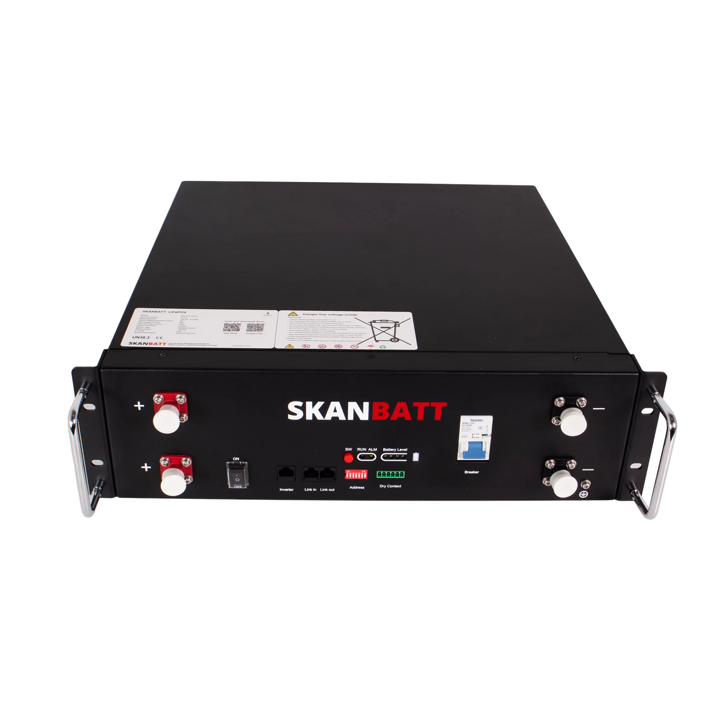 SKANBATT Premium Lithium 3U Rackbatteri 51,2V 100Ah - 5,12kWh - LiFePO4 - OTA
