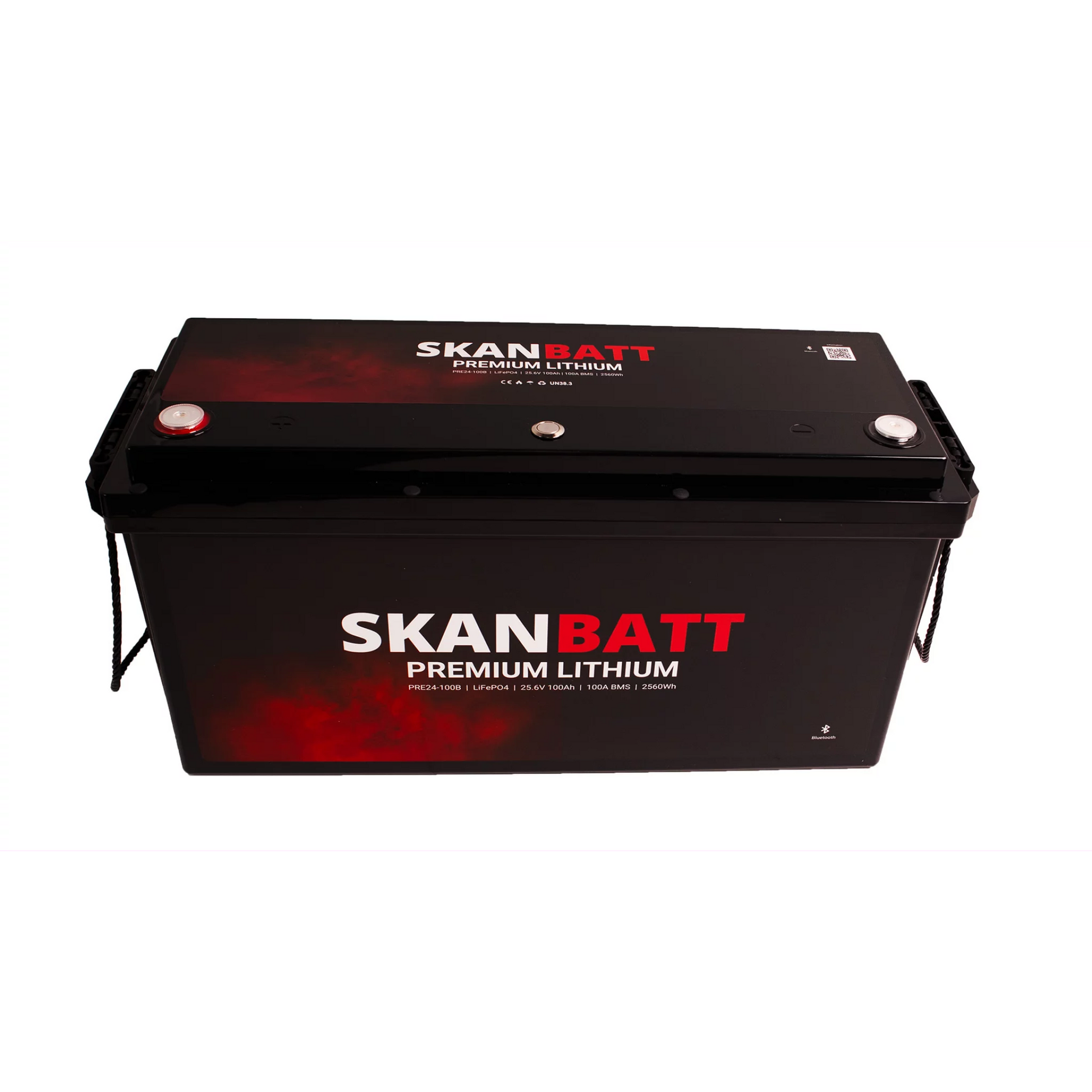 SKANBATT Premium Lithium - 24V 100Ah 100A BMS - 502x186x242mm - Bluetooth - 8 Års garanti