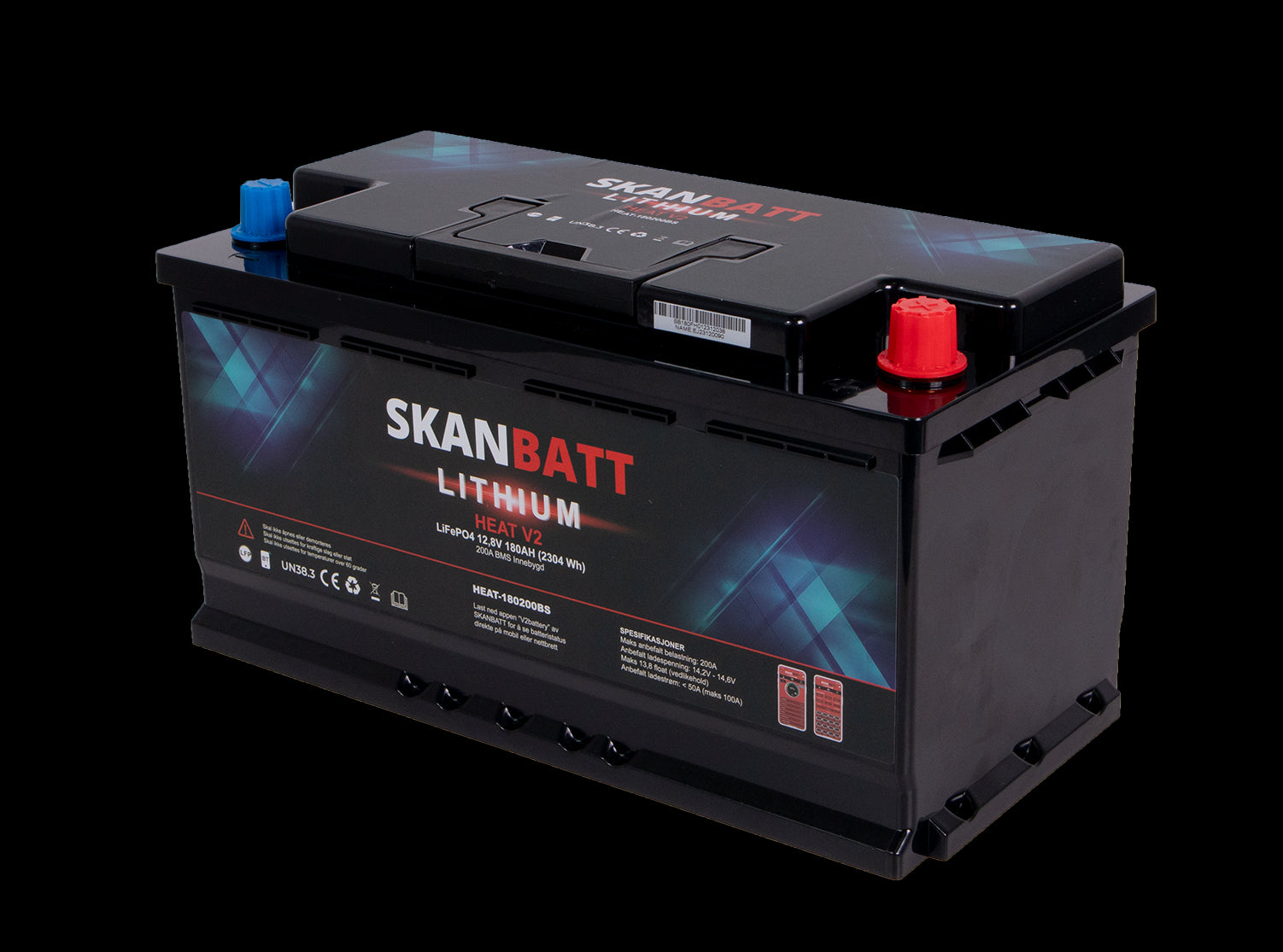 SKANBATT V2 Lithium HEAT Batteri 12V 180AH 150A BMS - Bobil - Bluetooth - Image 4