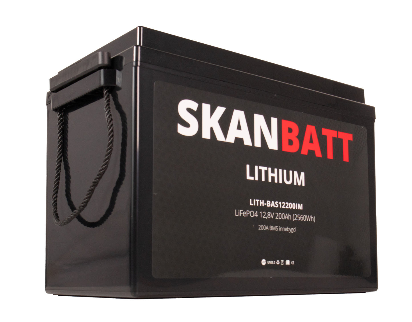 Skanbatt Lithium Batteri 12V 200Ah 200A Bms (345X190X245Mm)