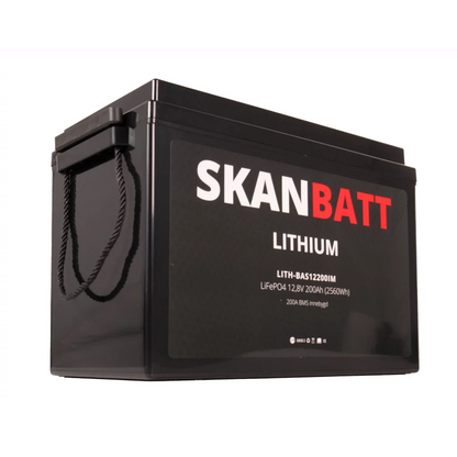 SKANBATT Lithium Batteri 12V 200AH 200A BMS (345x190x245mm)