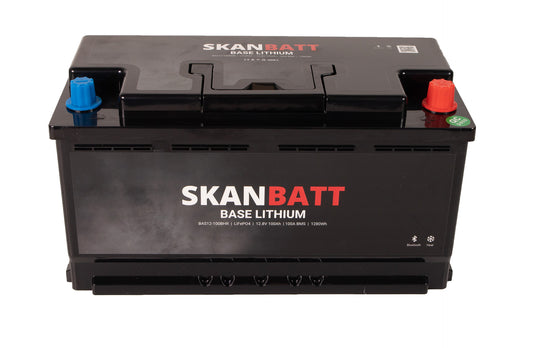 SKANBATT Base Lithium - 12V 100Ah 100A BMS - 355x175x190mm - Bluetooth - Heat - 3 Års garanti - Bobil