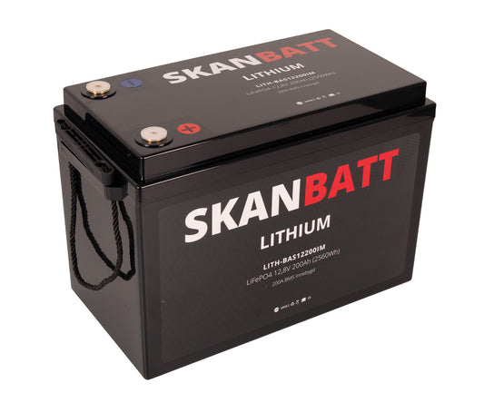 Skanbatt Lithium Batteri 12V 200Ah 200A Bms (345X190X245Mm)