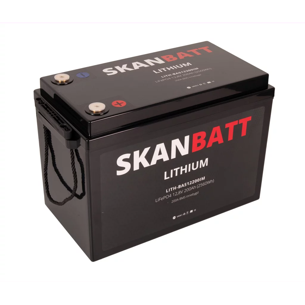 SKANBATT Lithium Batteri 12V 200AH 200A BMS (345x190x245mm)