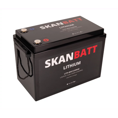 SKANBATT Lithium Batteri 12V 200AH 200A BMS (345x190x245mm)
