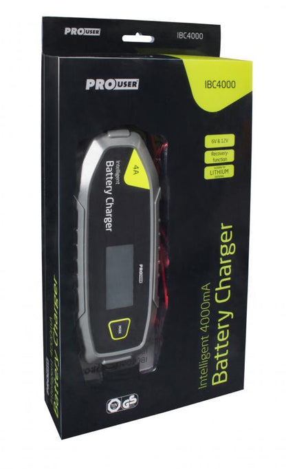 Prouser Elektronisk Batterilader 6V/12V 4A shown in angle view