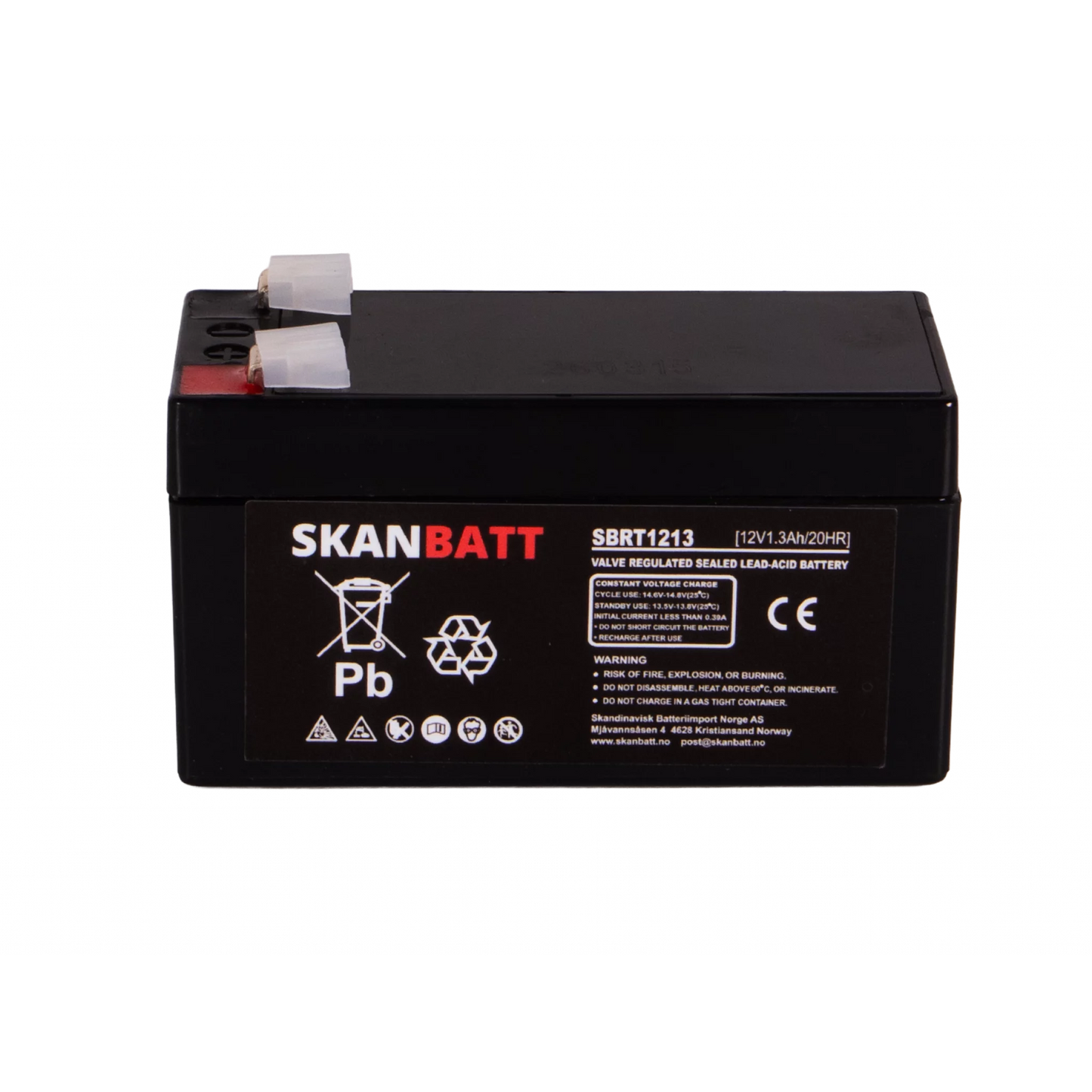 SKANBATT AGM Batteri 12V 1,3AH (97x43x52mm) F1