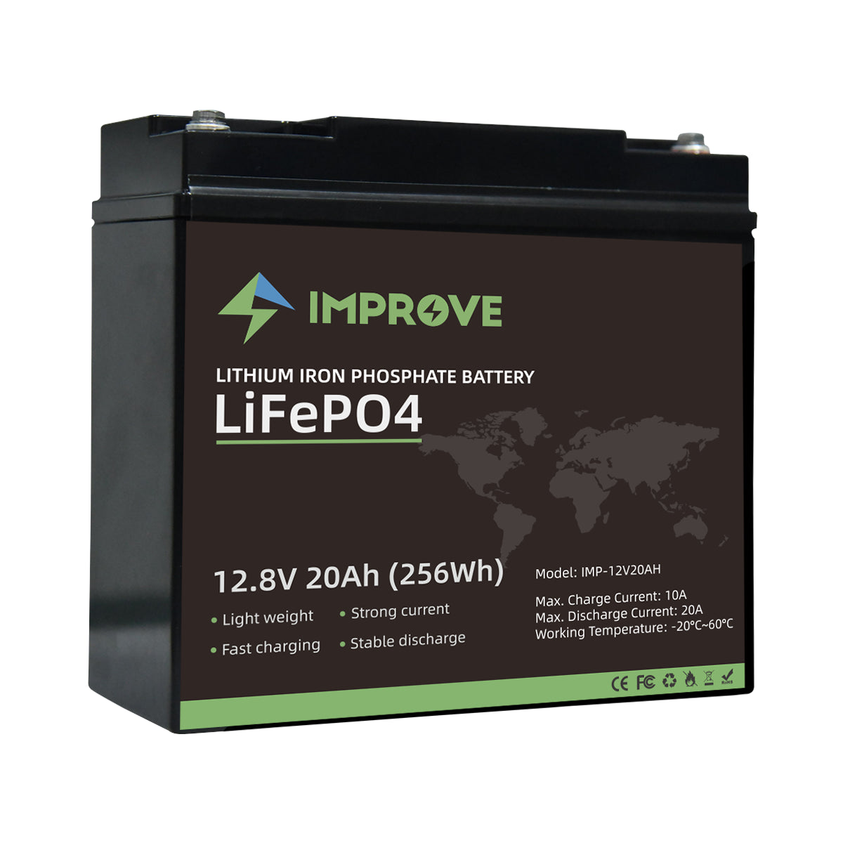 IMPROVE Lithium Batteri 12V 20Ah (LiFePO4) BMS 20A - Image 1